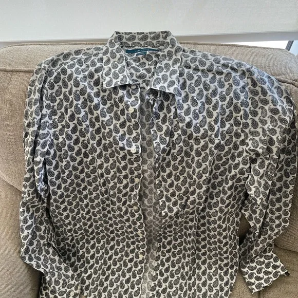 Perry Ellis Monochrome Paisley Shirt - Picture 3 of 4